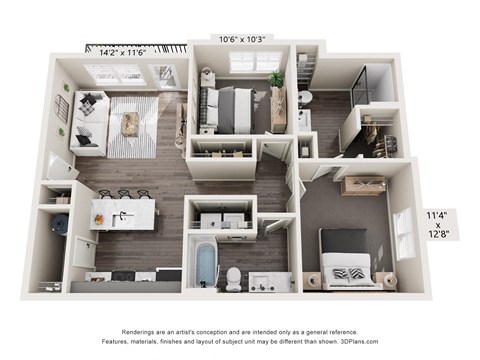 a floor plan of a 1 bedroom995 sq ft